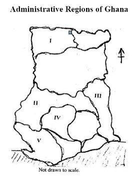 Administrative map of Ghana